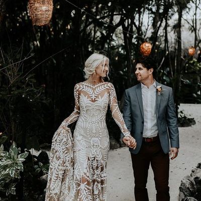 Chic bohemian lace wedding dresses bridal gowns