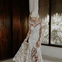 Chic Bohemian Lace Wedding Dresses Bridal Gowns - Thumbnail 1