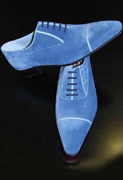New Classic Fashion Cap Toe Blue Suede Handmade Shoes