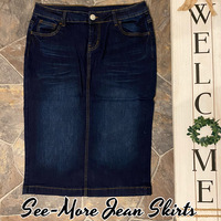 JENNY MID-LENGTH DARK WASH DENIM SKIRT - Thumbnail 2