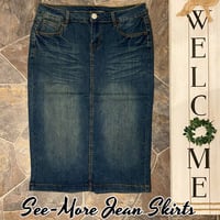 JENNY MID-LENGTH VINTAGE WASH DENIM SKIRT - Thumbnail 2