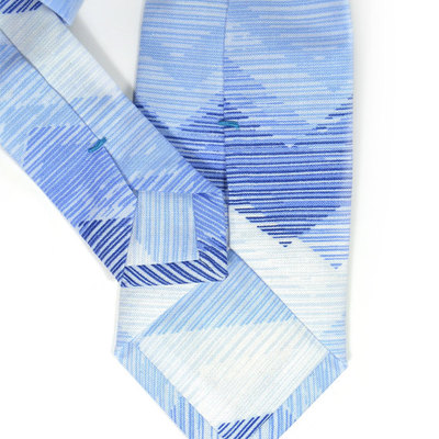 Mens necktie blue and white chevron tie