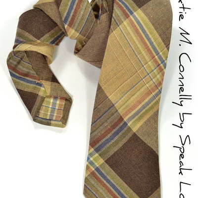 Mens necktie brown checkered tie