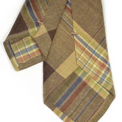 Mens necktie brown checkered tie