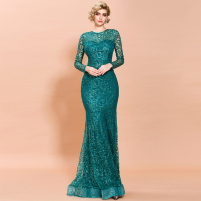 Sexy green long sleeve sequined party dress - Thumbnail 4