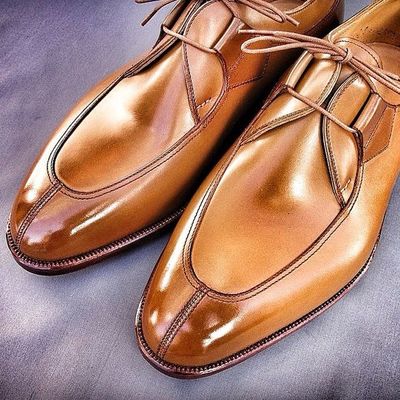   Brown Leather Split Toe Lace Up Formal Dress Shoes