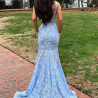 Gorgeous Mermaid Blue Lace Prom Dress,Sexy Evening Dress - Thumbnail 1