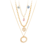 Sun Charmed Boho Colorful Crystal Necklace - Thumbnail 1