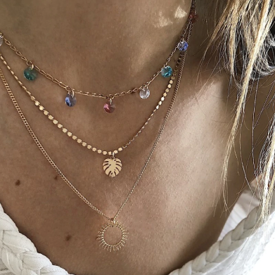 Sun Charmed Boho Colorful Crystal Necklace