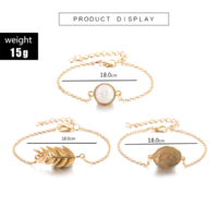 Vintage Gold Leaf Charmed Bracelet Set - Thumbnail 4