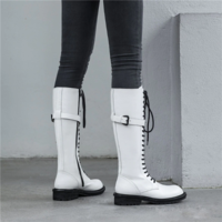 Stylish Leather Lace up Boots - Thumbnail 1
