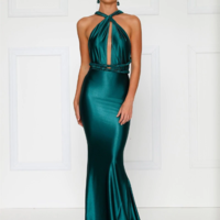 Elegant Backless Satin Party Dress - Thumbnail 3