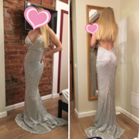 Open Back Sexy Sequined Long Party Dress in Silver and Gold - Thumbnail 2