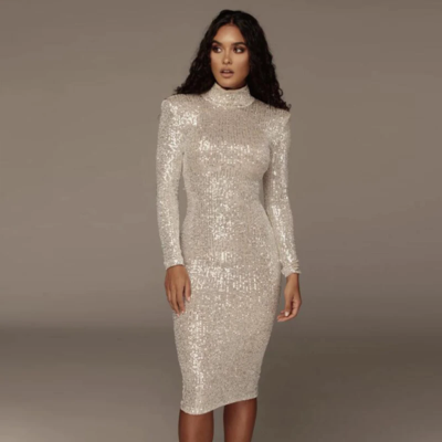 Silver sequined midi dress - Thumbnail 3