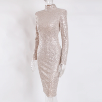 Silver Sequined Midi Dress - Thumbnail 3