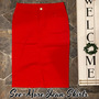 RED MID-LENGTH DENIM SKIRT-1