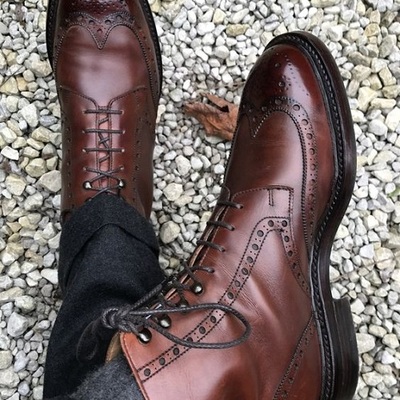 Handmade brown ankle leather boots, men lace up boots, stylish casual ankle boot - Thumbnail 3