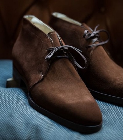 Men's dark brown ankle suede leather Chukka boots, Men dress leather Chukka boot