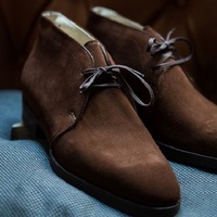 Men's dark brown ankle suede leather Chukka boots, Men dress leather Chukka boot - Thumbnail 1