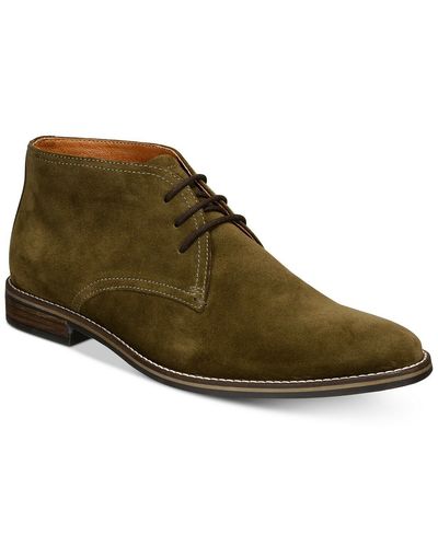 Handmade Men Green Chukka Derby Rounded Toe Genuine Suede Leather Lace Up Boots