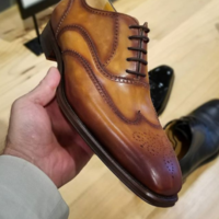 Handmade Men's Wing Tip Brogue Square Toe Lace Up Dress Shoes, Real Leather Shoe - Thumbnail 4