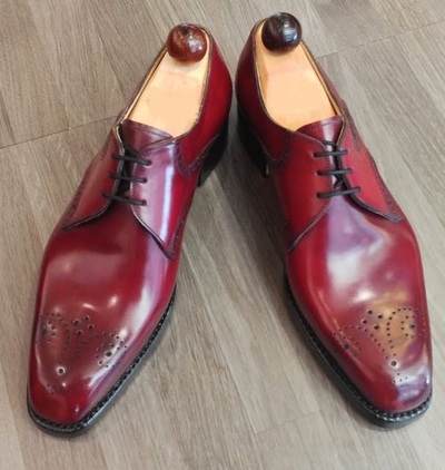 Men Burgundy Oxford Medallion Black Sole Leather Formal Customized Shoes