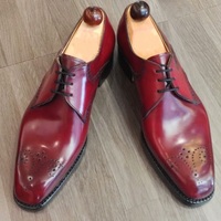 Men Burgundy Oxford Medallion Black Sole Leather Formal Customized Shoes - Thumbnail 4