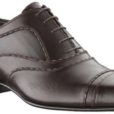 Men dark brown cap toe pointed tip laceup oxford genuine leather shoes for men