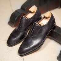 Handmade Best Black Oxfords Leather Dress Custom Made Shoes For Men - Thumbnail 1