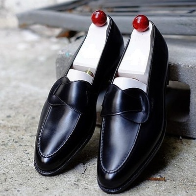 Handmade Best Men's Black Leather Loafers Dress Custom Made Formal Shoes