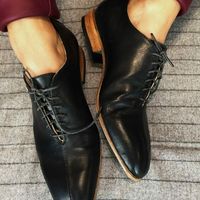 Men's Handmade Black lace up dress shoes custom formal leather shoes - Thumbnail 1