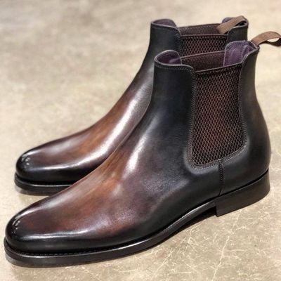 Handmade Leather Bro Patina Chelsea Boots Formal Men Shoes Custom Grade Boots