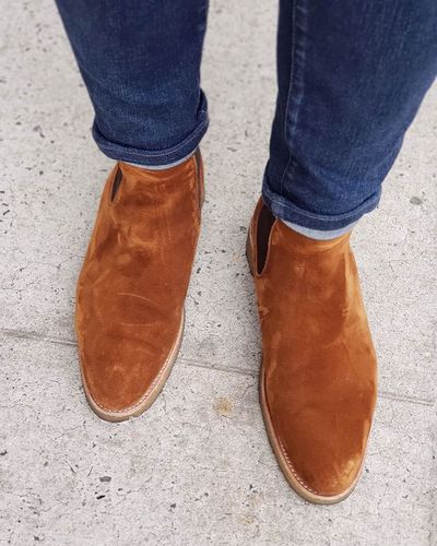 Handmade Men's Tan Suede Best Leather Chelsea boots For Men