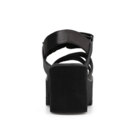Strappy High Heels Black Gladiator Sandals - Thumbnail 4