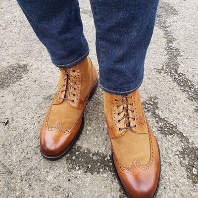 Best handmade ankle high dress formal leather boots custom made boots for men - Thumbnail 2