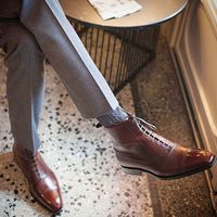 Handmade Men's Ankle High Oxfords Dress Formal Leather Boots Custom Made Boots - Thumbnail 1