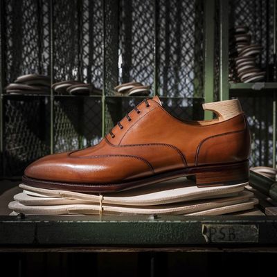 Handmade men's tan oxfords leather dress formal custom made shoes for men