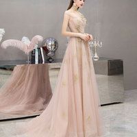 High quality A line tulle long prom dress formal dress - Thumbnail 3
