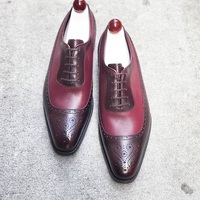 Handmade Two Tone Lace up Dress Formal Custom Made Shoes For Men - Thumbnail 1