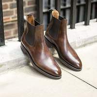 Best Handmade Men's Brown Chelsea Leather Boots Dress Formal Dress Boots For Men - Thumbnail 1