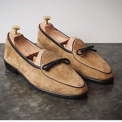 Best Handmade Men's Fawn Leather Moccasin Dress Formal Loafers Shoes Buy Online