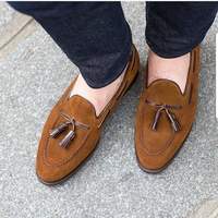 Best Handmade Men's Brown Suede Leather Moccasin Dress Formal Loafers Shoes - Thumbnail 1