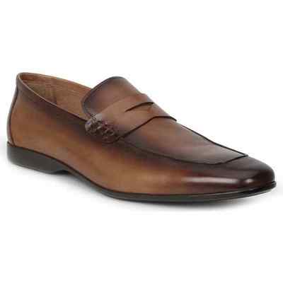  handmade leather two-tone brown slippers for men