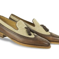 Handmade Leather Correspondent Wing Tips for Men Made to Measure Shoes Men - Thumbnail 4