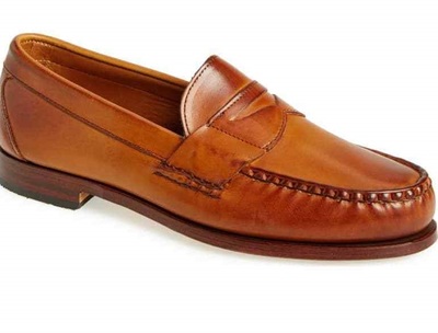 Handmade leather classic American light brown penny loafers for men custom shoes