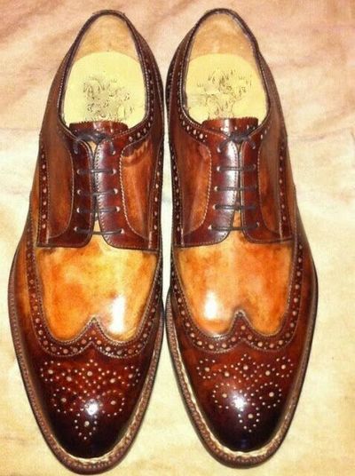  Handmade Leather Man Two Tone Spectator Oxfords Shoes Custom