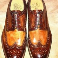  Handmade Leather Man Two Tone Spectator Oxfords Shoes Custom - Thumbnail 1