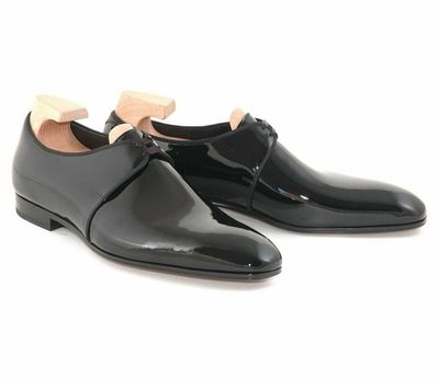  Men's Handmade Black Patent Leather Tuxedo Wedding Dress Shoes for