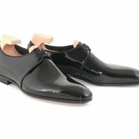  Men's Handmade Black Patent Leather Tuxedo Wedding Dress Shoes for - Thumbnail 4