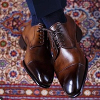 Handmade Leather Brown Patina oxfords Shoes for men, Men's formal shoes - Thumbnail 4